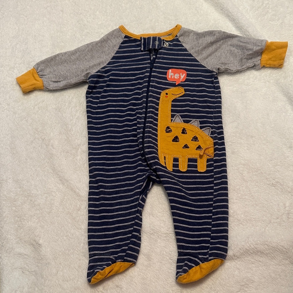 Gerber Navy and Gray Dinosaur Footie